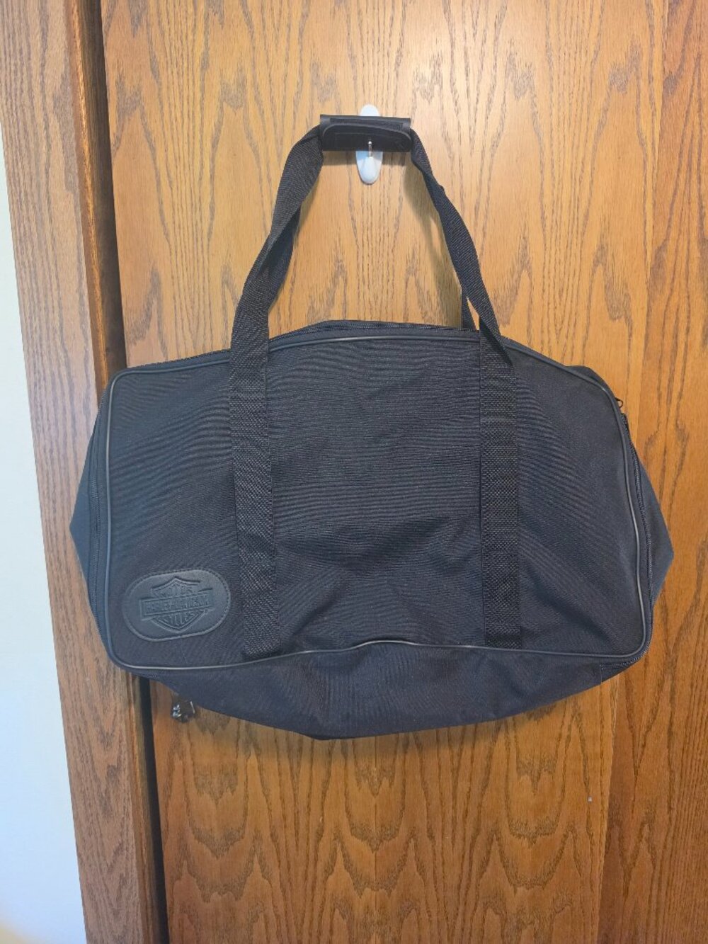 Harley Davidson Black Canvas Travel Duffel Bag Gym Weekender Luggage Like New